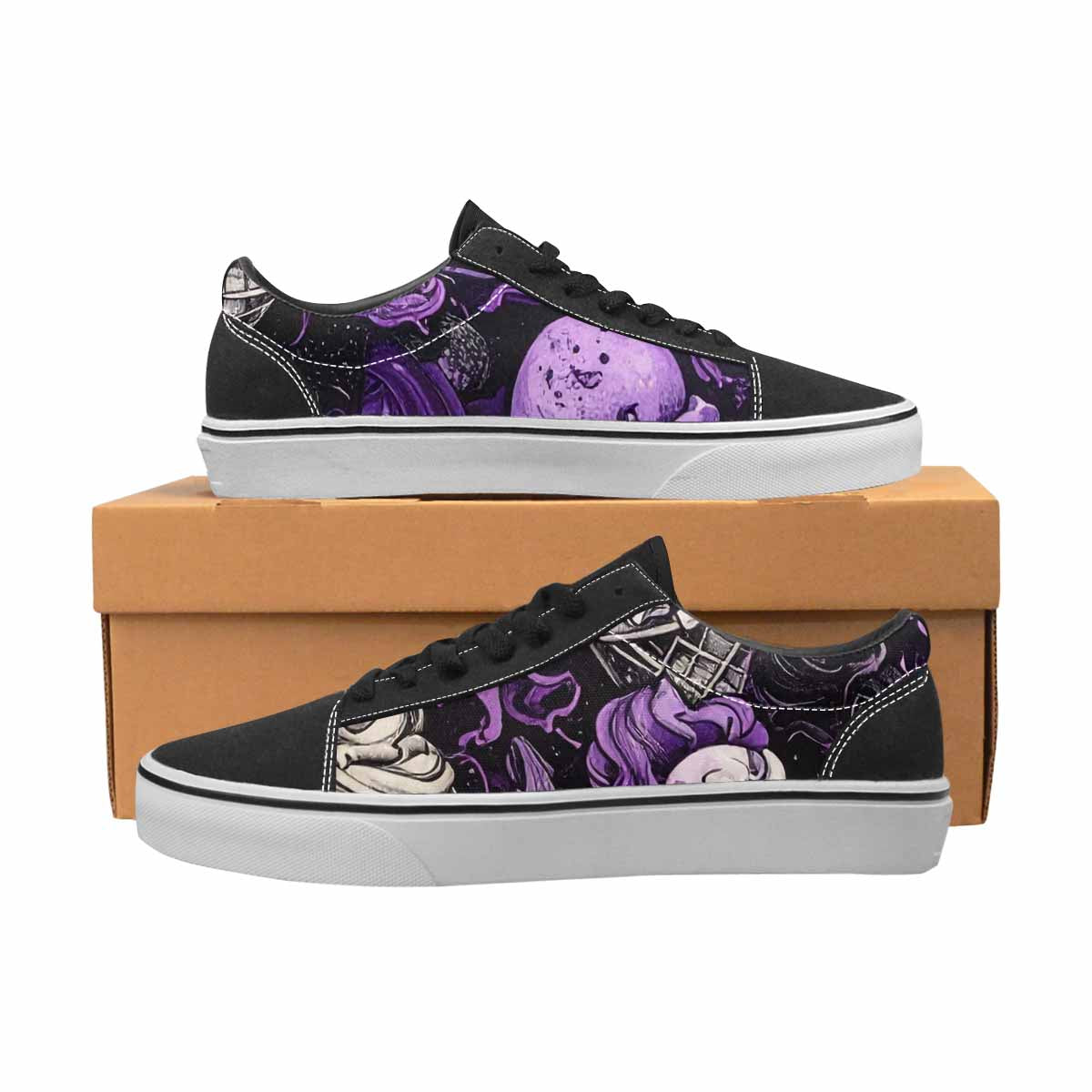 WOMEN'S Ice Cream Motif Lace-Up Canvas Neon Fantasy Custom Shoes