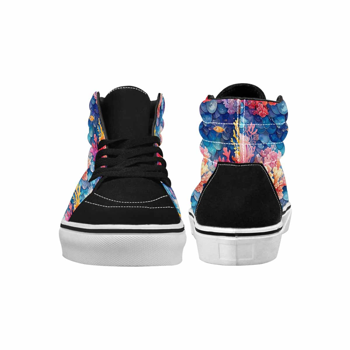 MEN'S Fish Scale Coral High Top Canvas Vivid Custom Sneakers