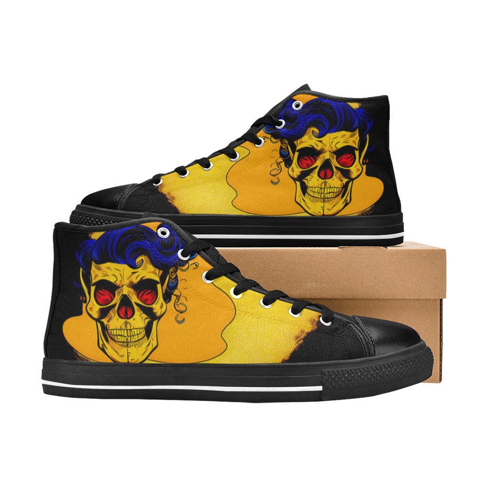 WOMEN'S Cc Retro Skull Art High Top Canvas Dark Academia Shoes