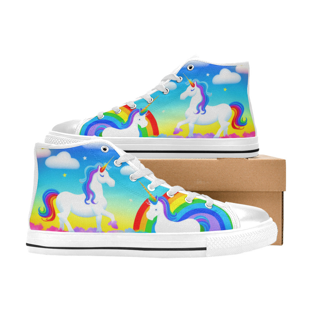 MEN'S Unicorns Rainbows Men’S High Top Canvas Cottagecore Custom Sneakers