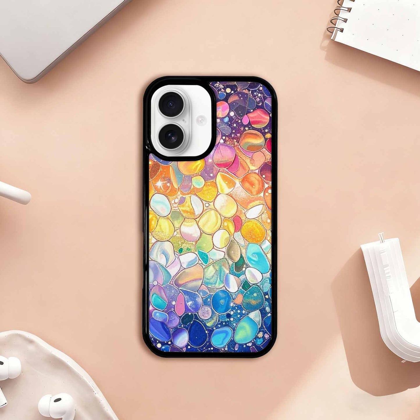 iPhone 17 Case — Holographic Iridescent Shimmer Pattern Original Art, Custom Printed Phone Case