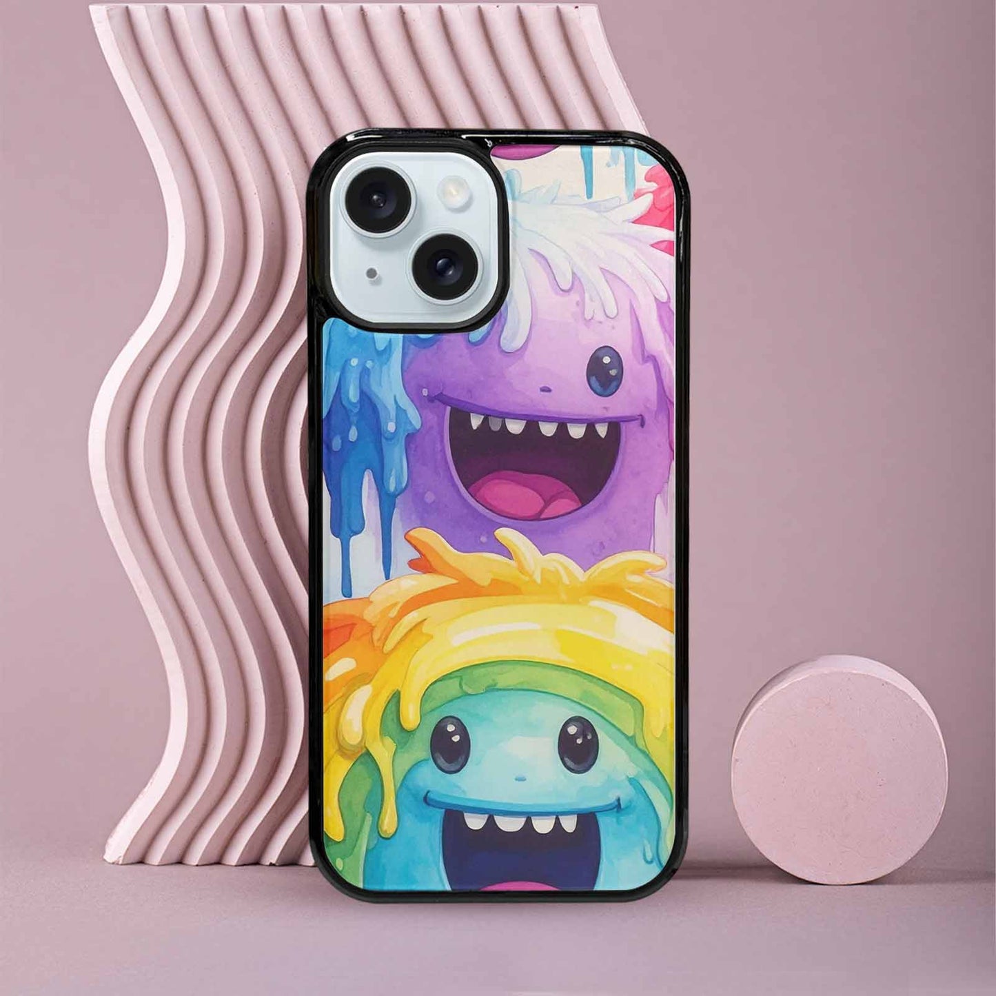 iPhone 15 Case — Rainbow Sherbet Monster, Unique Phone Case Design