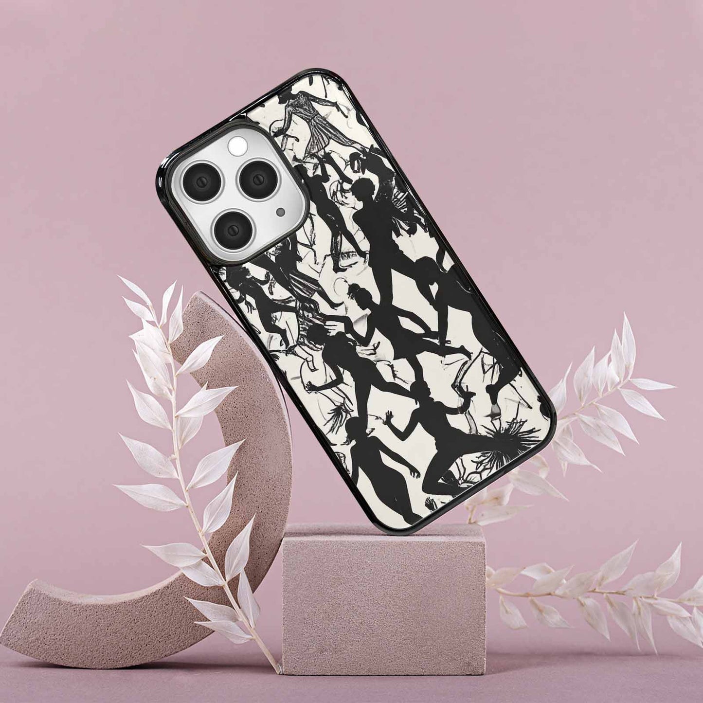 iPhone 15 Pro Max Case — Bold Dancing Figure Line Art Pattern, Customized Protective Case