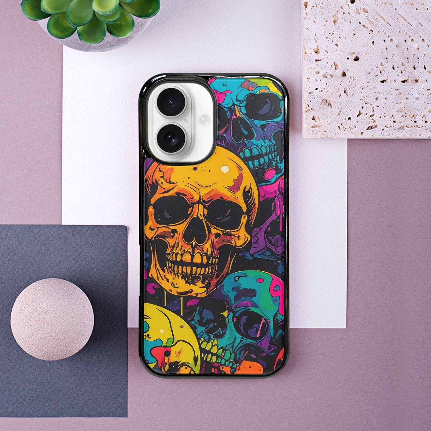 iPhone 16 Case — 1000s Of Skulls Digital Camo Drip, Custom Phone Case