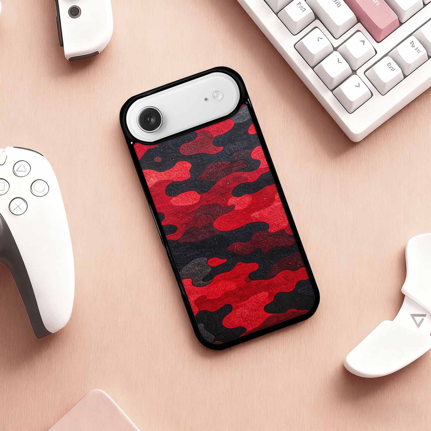 iPhone 17 Air Case — Tactical Camo Red Black Custom Camo, Personalized Phone Case