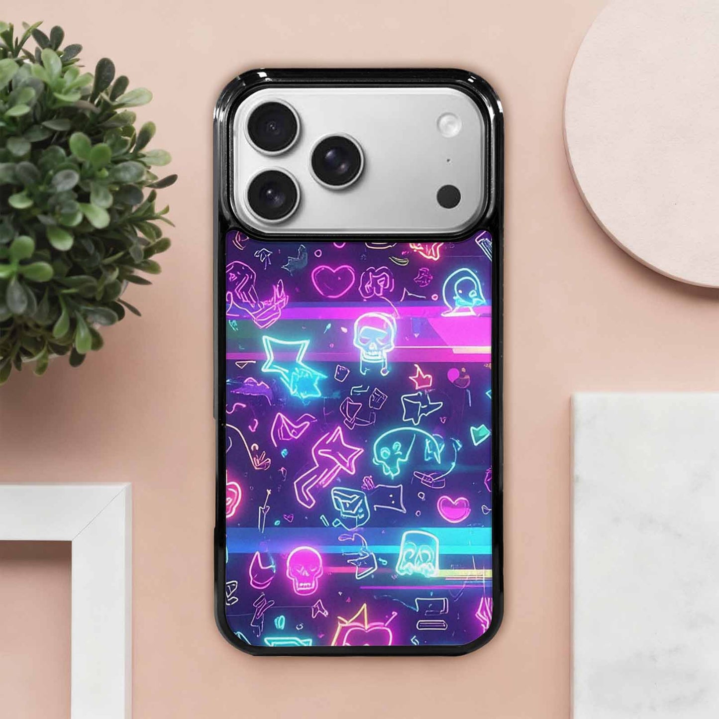 iPhone 17 Pro Max Case — Neon Glow Sticker Icon Original Art, Custom Art Phone Cover