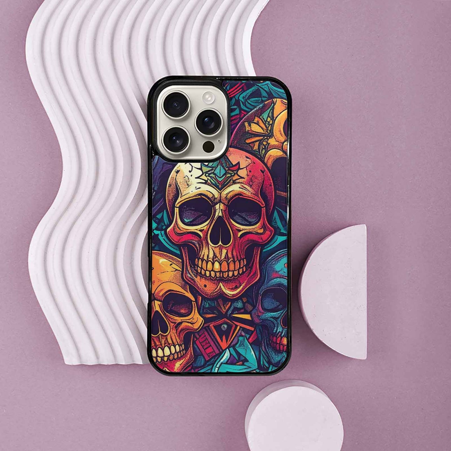 iPhone 16 Pro Max Case — Sacred Geometry Lots Of Skulls Seamless, Custom Phone Case