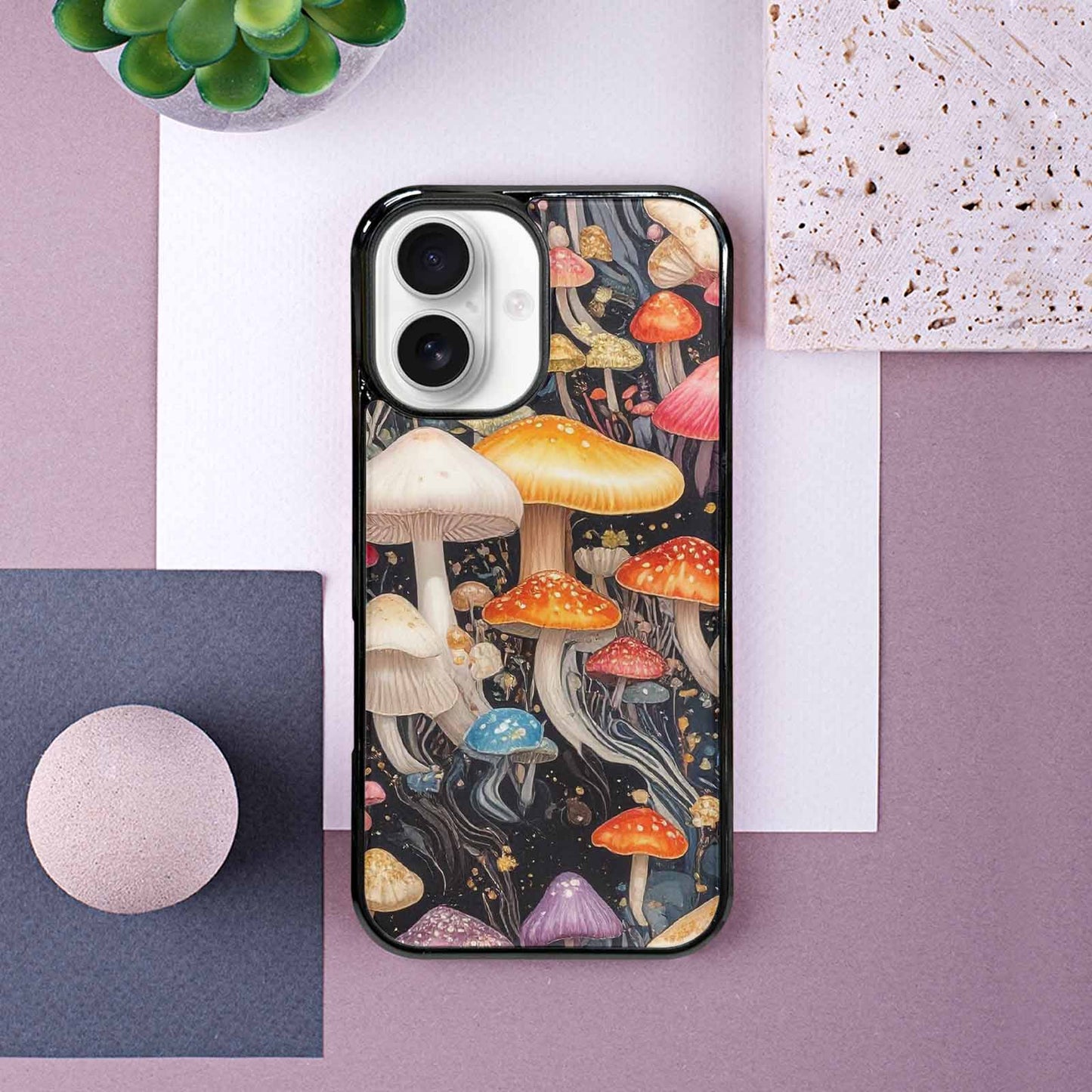 iPhone 16 Case — Mushrooms Pattern Hundreds Of, Custom Print Case Cover