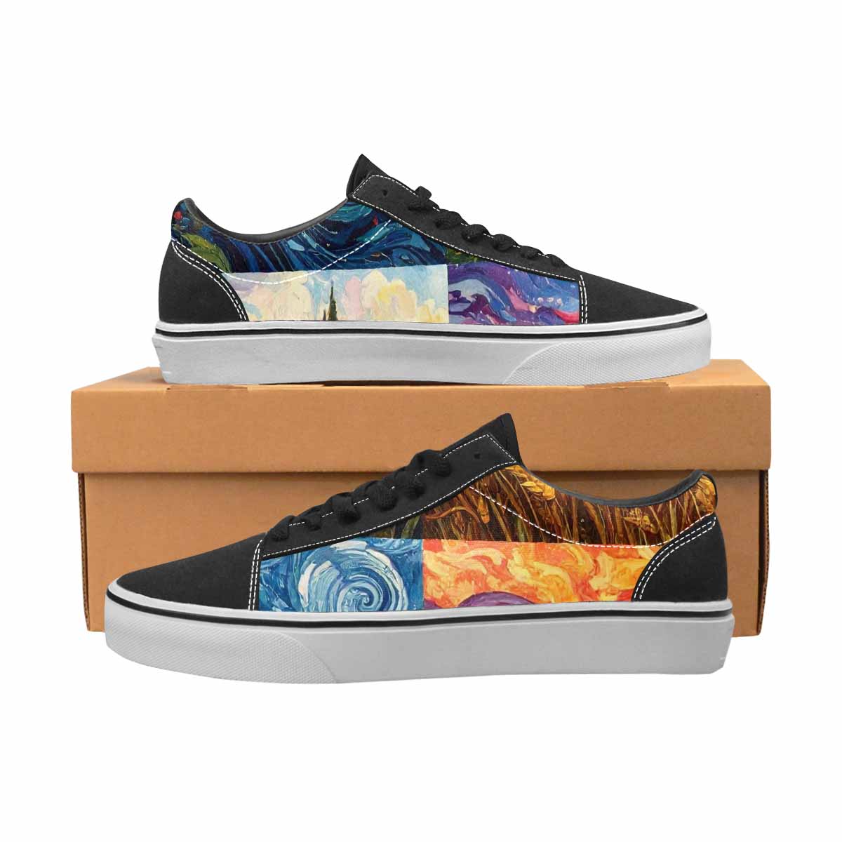 WOMEN'S Van Gogh-Style Swirl Canvas Lace-Up Vivid Custom Shoes