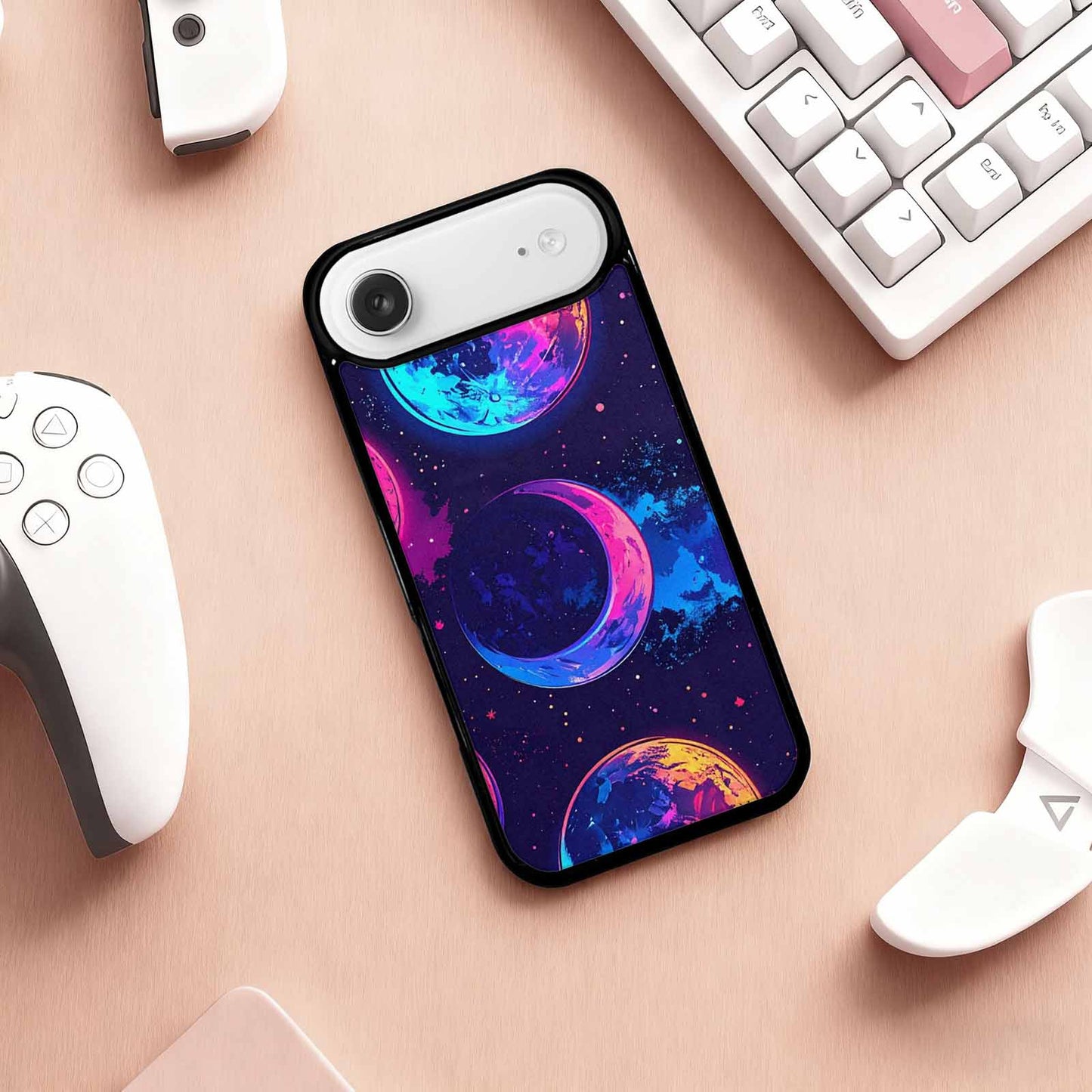 iPhone 17 Air Case — Neon Winter Moon Seamless Cartoon Cute, Custom Art Phone Cover