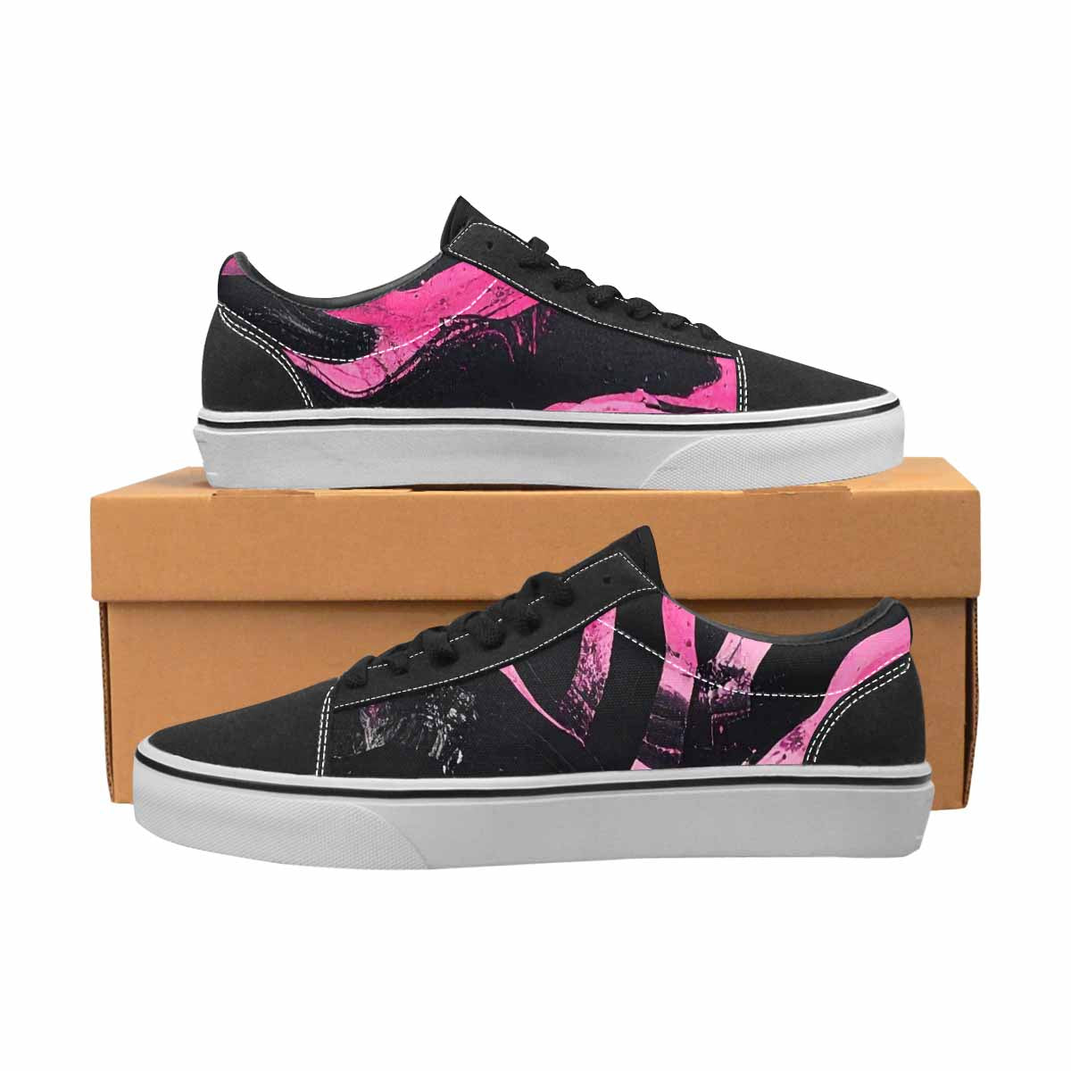 WOMEN'S Zebra Stripe Burst Lace-Up Canvas Wallpaper Art Custom Sneakers