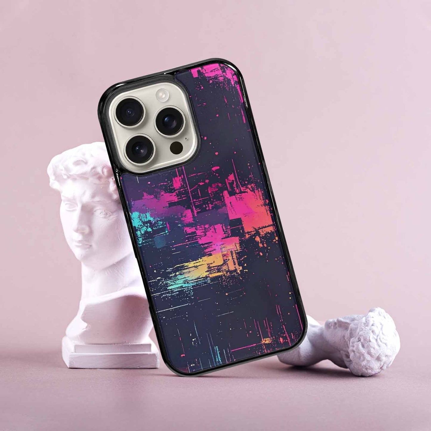 iPhone 16 Pro Case — Glitch Dark Art Seamless Pattern Vibrant, Custom Designed Case Cover