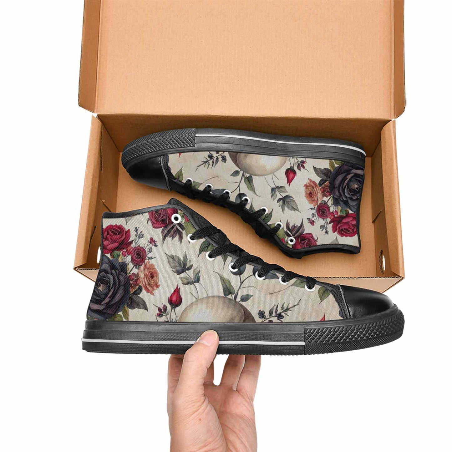 MEN'S Skulls - Roses High Top Canvas Grunge Sneakers