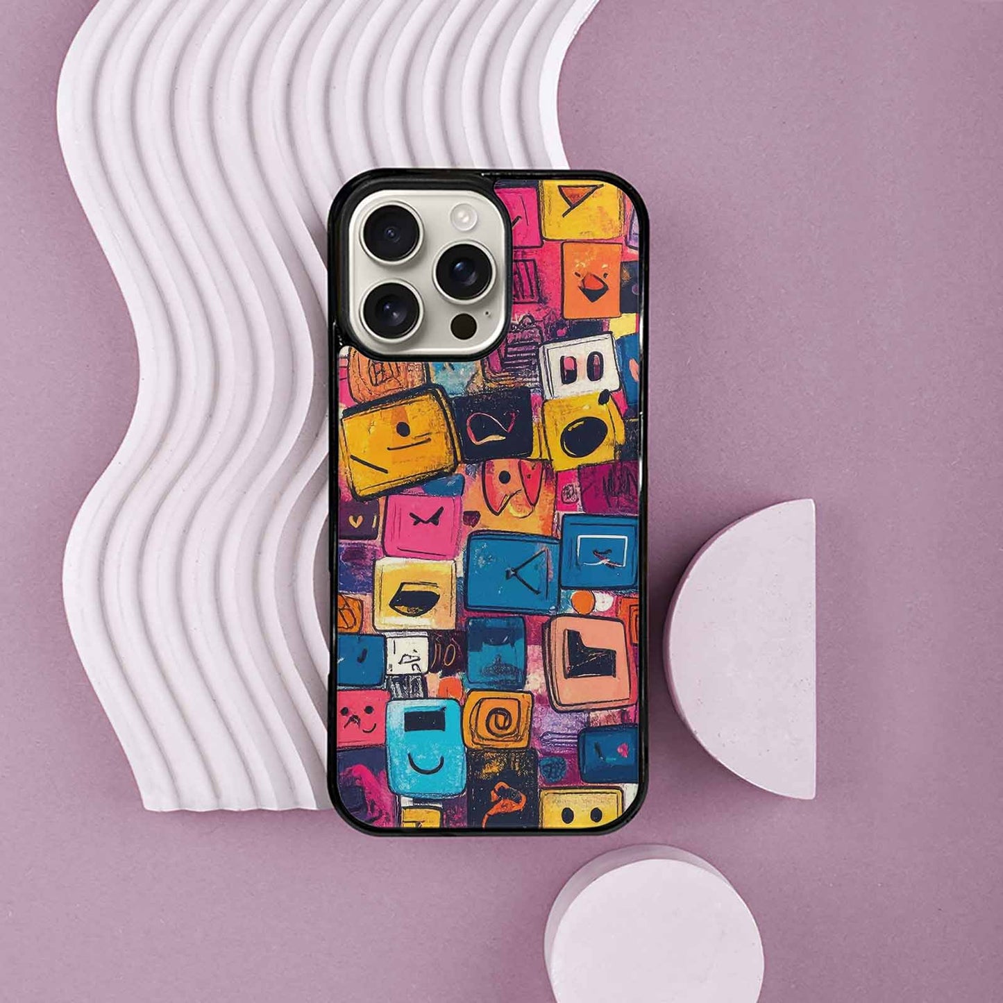 iPhone 16 Pro Max Case — Hand Drawn Icon Doodle Pattern Hundreds, Original Design Phone Case