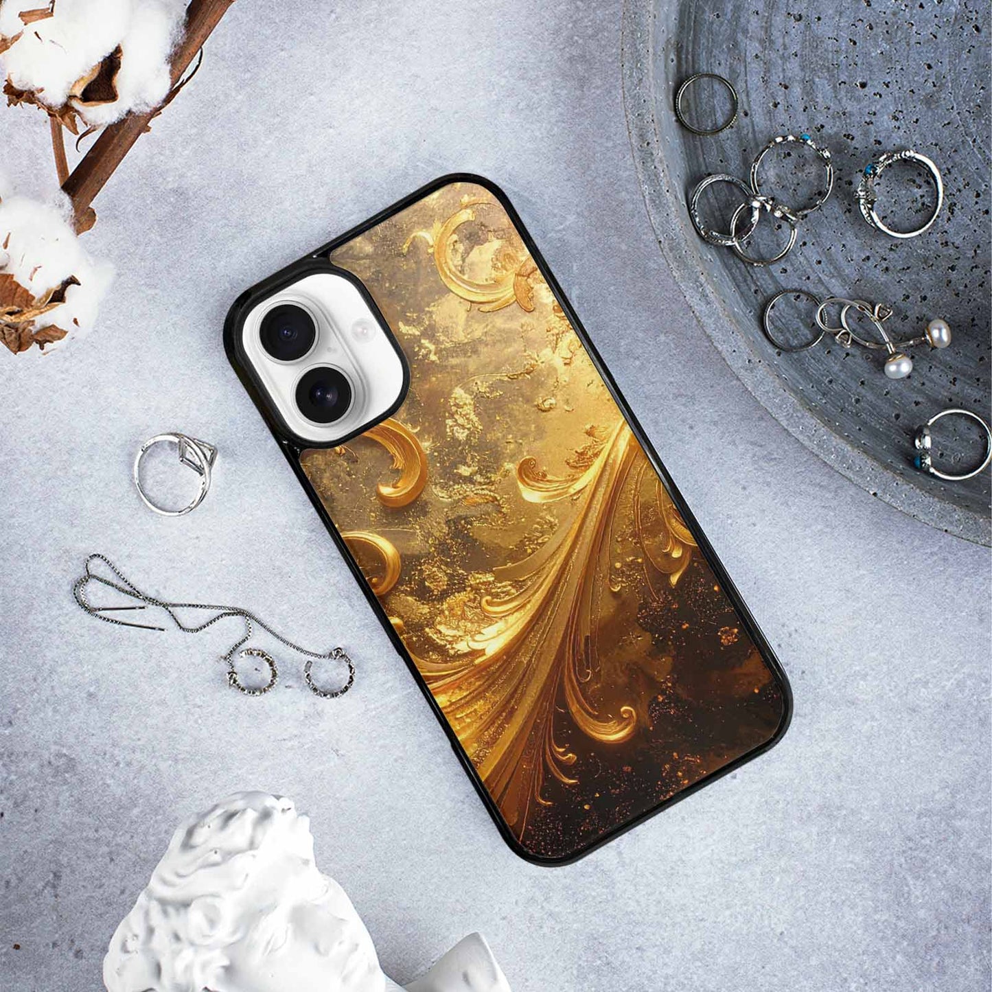 iPhone 16 Plus Case — Klimt Gold Leaf Artwork Pattern, Custom Printed Phone Case
