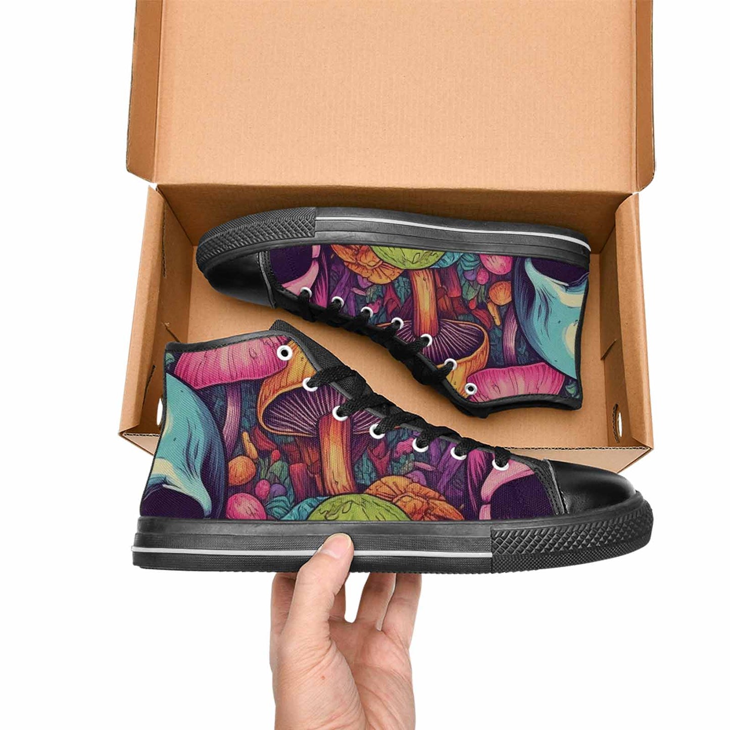 WOMEN'S Mushroom Skull High Top Canvas Vivid Custom Shoes