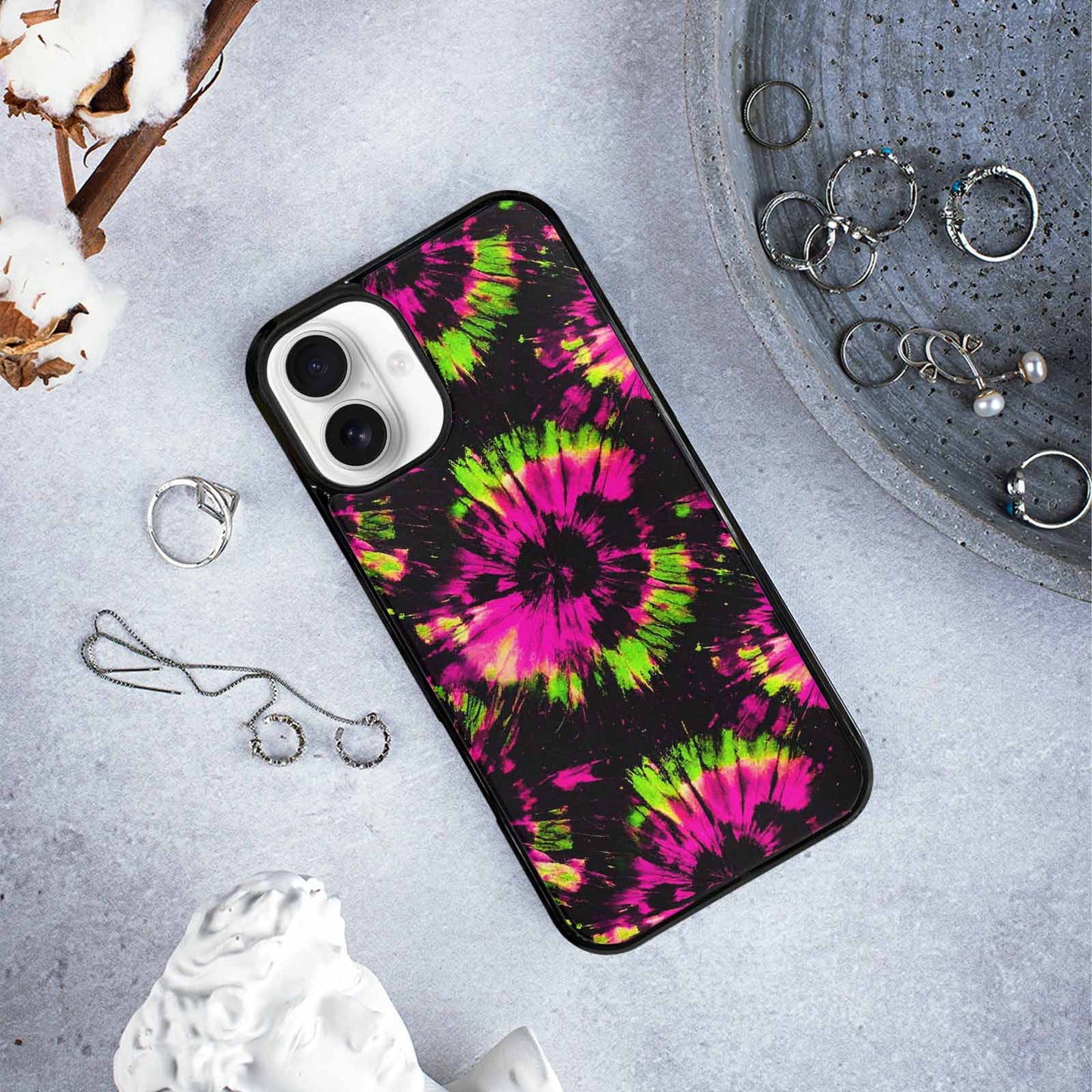 iPhone 16 Plus Case — Acid Wash Tie Dye Neon, Custom Phone Case