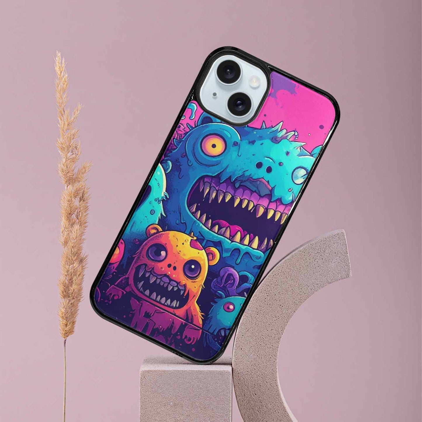iPhone 15 Plus Case — Overlapping Endlessly No Empty Space Monsters, Personalized Phone Case