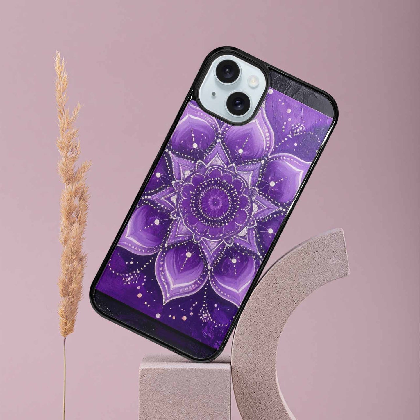 iPhone 15 Plus Case — Purple Mandala Bohemian Print Edge To, Customized Protective Case