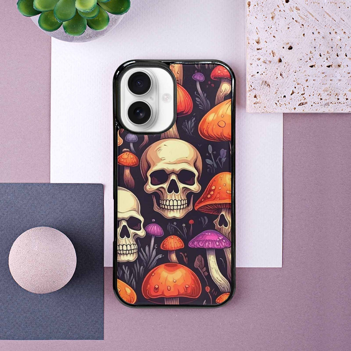iPhone 16 Case — Mushroom Skulls, Personalized Phone Case