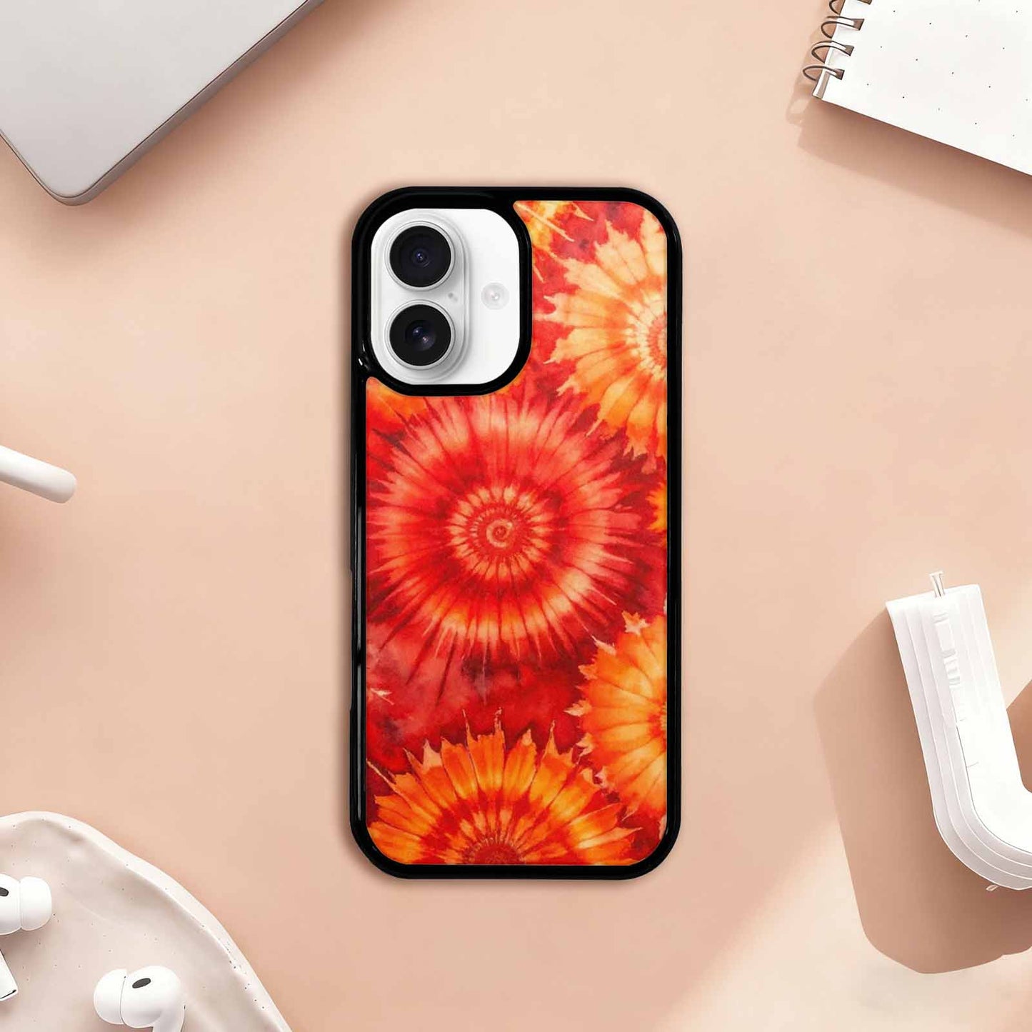 iPhone 17 Case — Tie Dye Red Orange Tie Dye, Custom Printed Phone Case