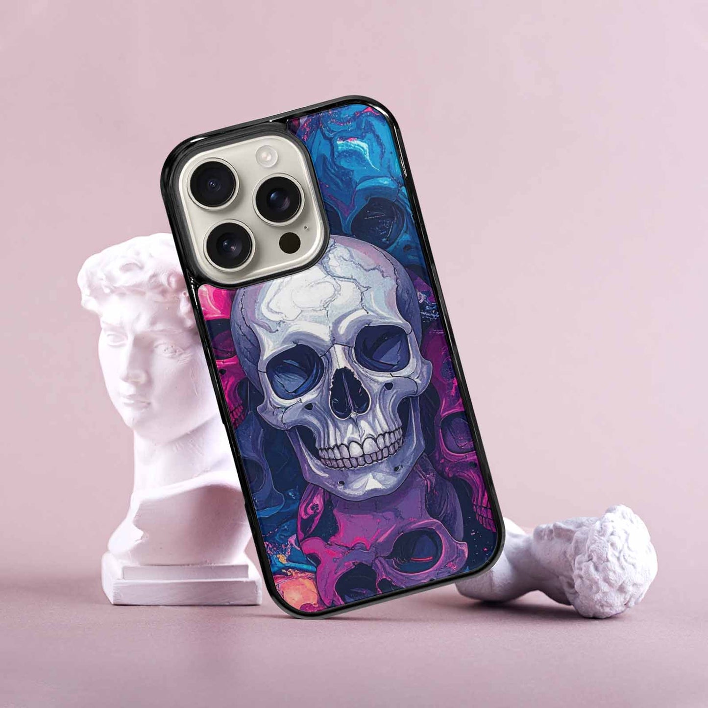 iPhone 16 Pro Case — Marble Skull Custom Personalized Phone Cover, Custom Phone Case