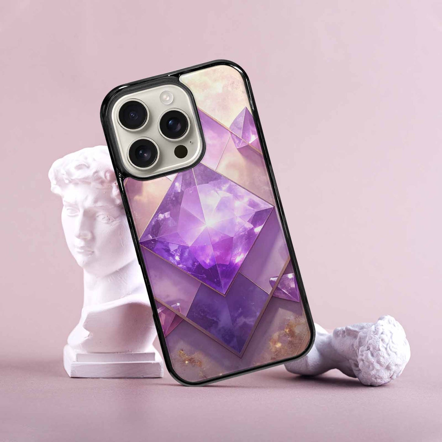 iPhone 16 Pro Case — Amethyst Crystal Art Pattern Personalized Phone, Unique Phone Case Design