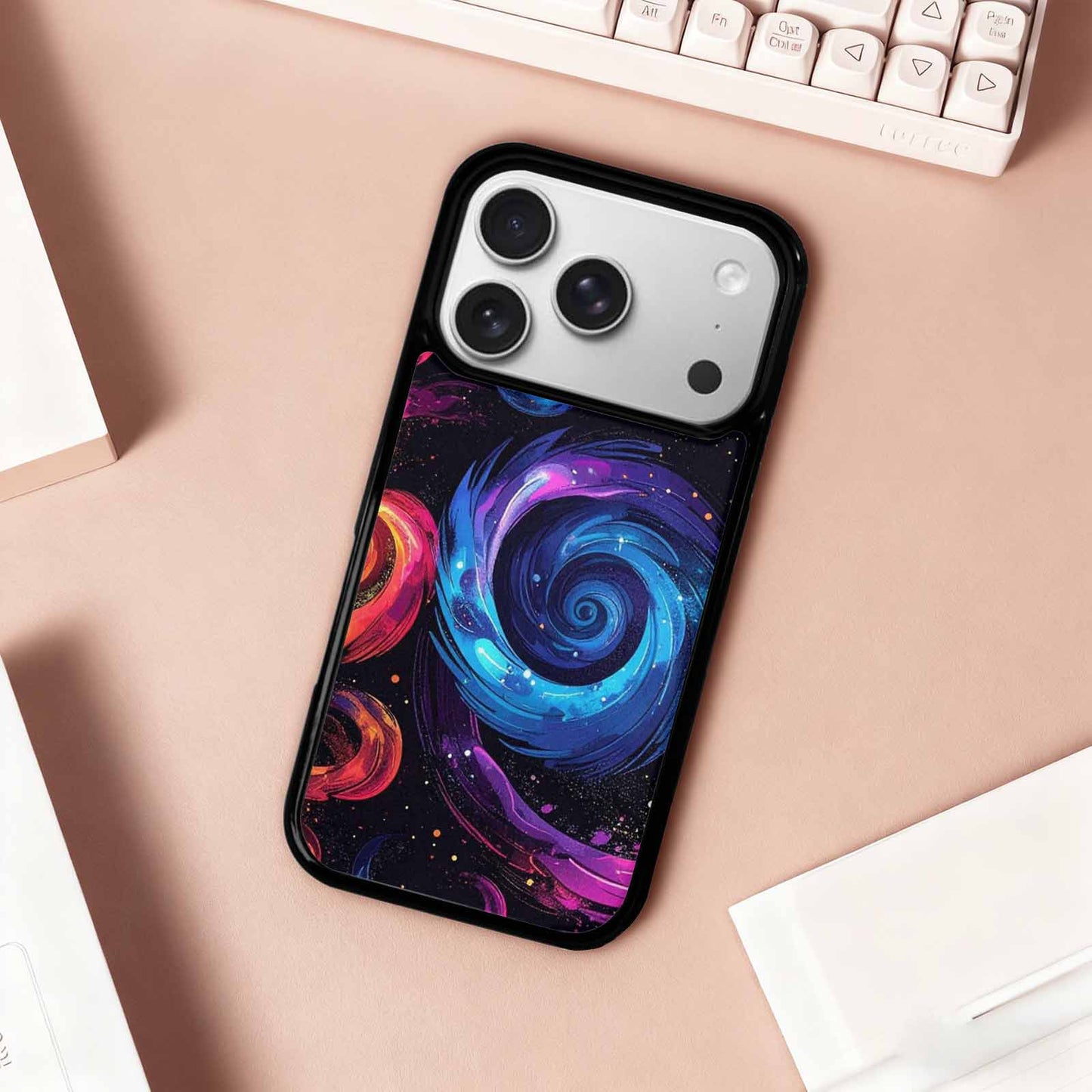 iPhone 17 Pro Case — Rose Galaxy Art Seamless Pattern Galaxy, Custom Designed Case Cover
