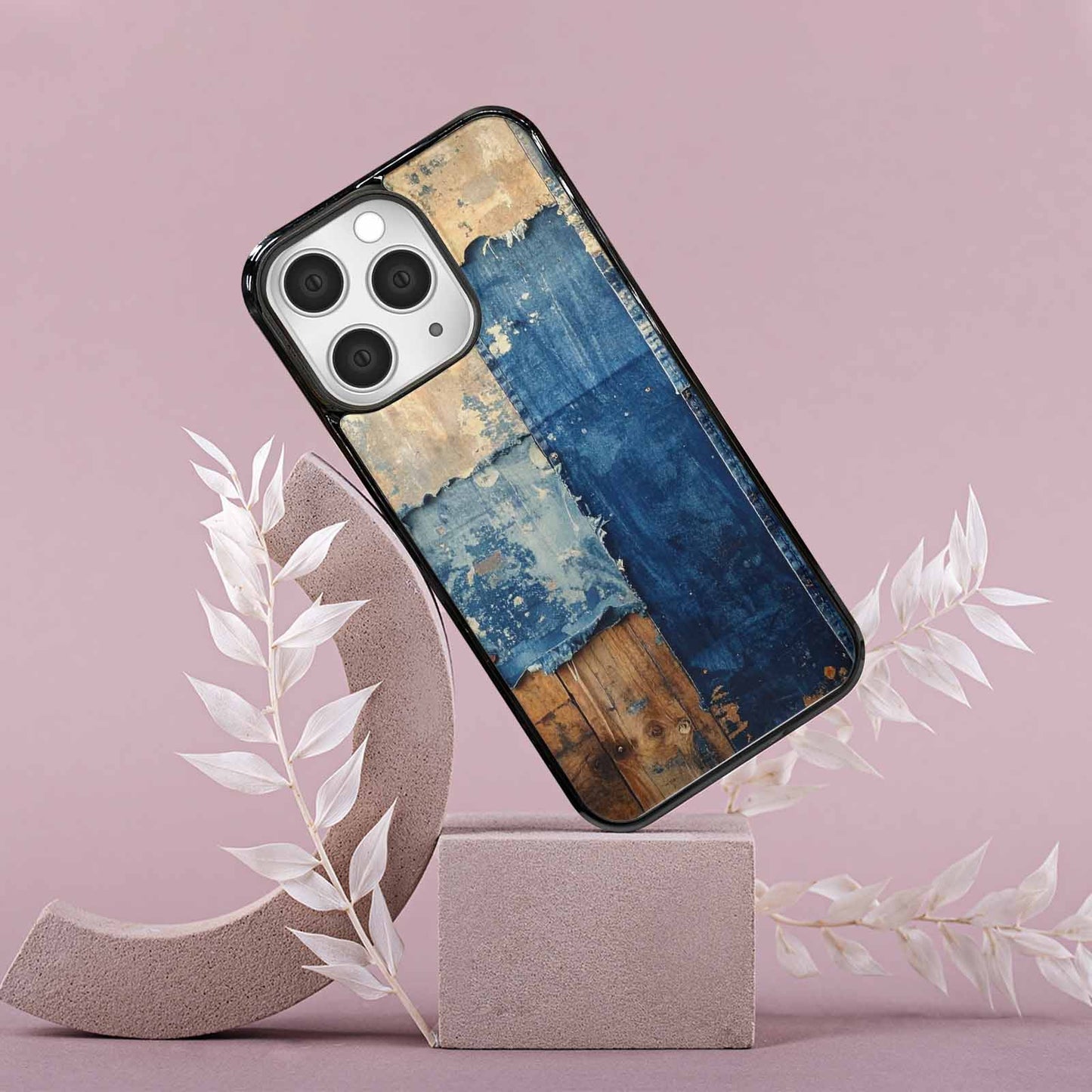 iPhone 15 Pro Max Case — Denim Distressed Textures Print Edge To, Customized Protective Case