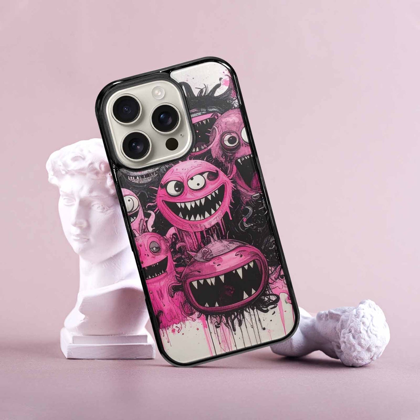 iPhone 16 Pro Case — Monsters General Black Pink Ink Cartoon, Personalized Phone Case