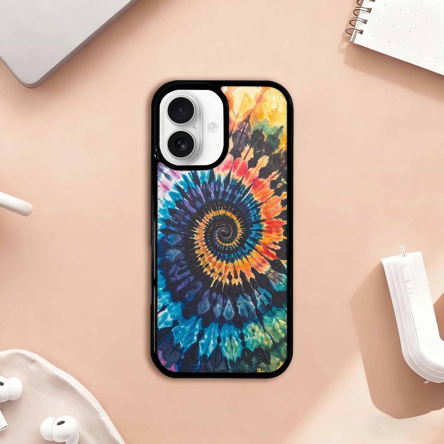 iPhone 17 Case — Black & Blue Ink Tie Dye, Custom Art Phone Cover