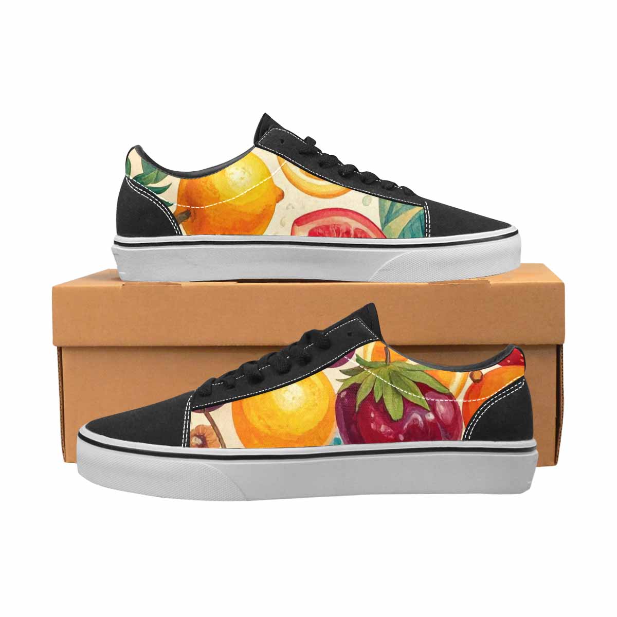 WOMEN'S Cherry Fruit Print Canvas Lace-Up Aesthetic Custom Shoes