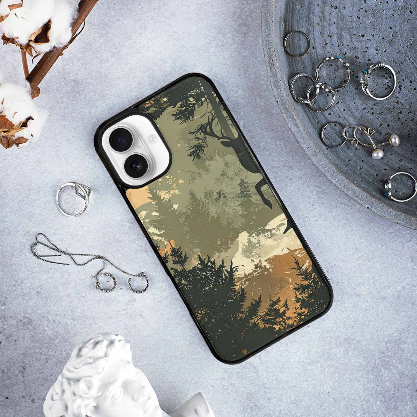 iPhone 16 Plus Case — Hunting Camouflage Pattern With Deer And, Custom Phone Case