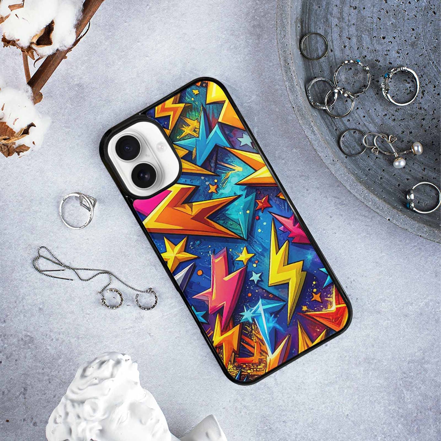 iPhone 16 Plus Case — Lightning Bolt Storm Pattern Hundreds Of, Custom Designed Case Cover