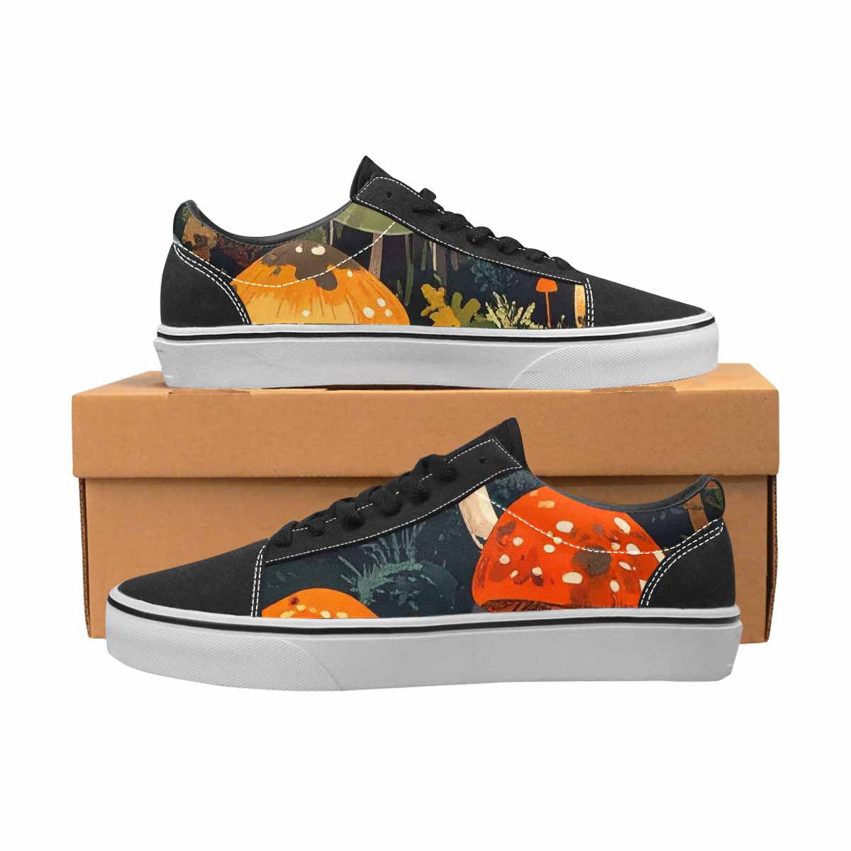 WOMEN'S Mushrooms Camo Mushrooms Lace-Up Canvas Dark Academia Sneakers