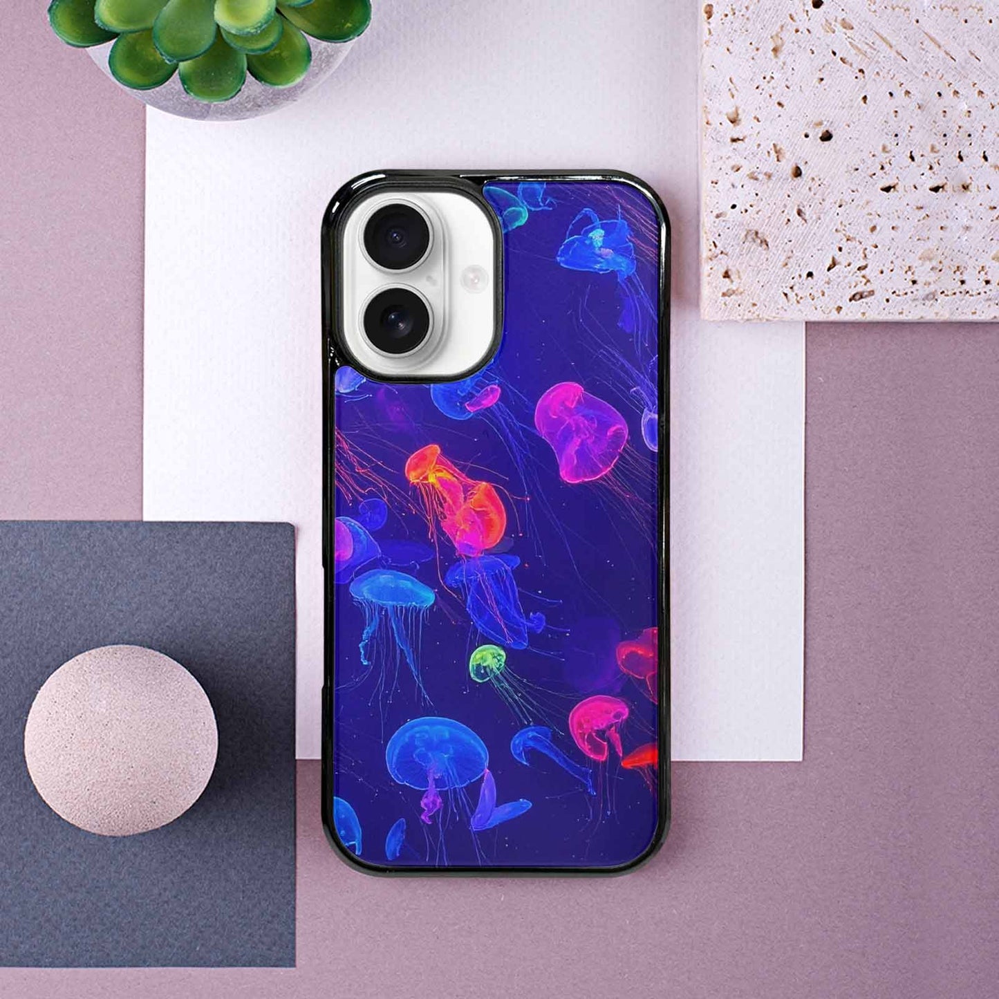 iPhone 16 Case — Jellyfish Glow Jellyfish Glow Pattern Hundreds, Custom Art Phone Cover