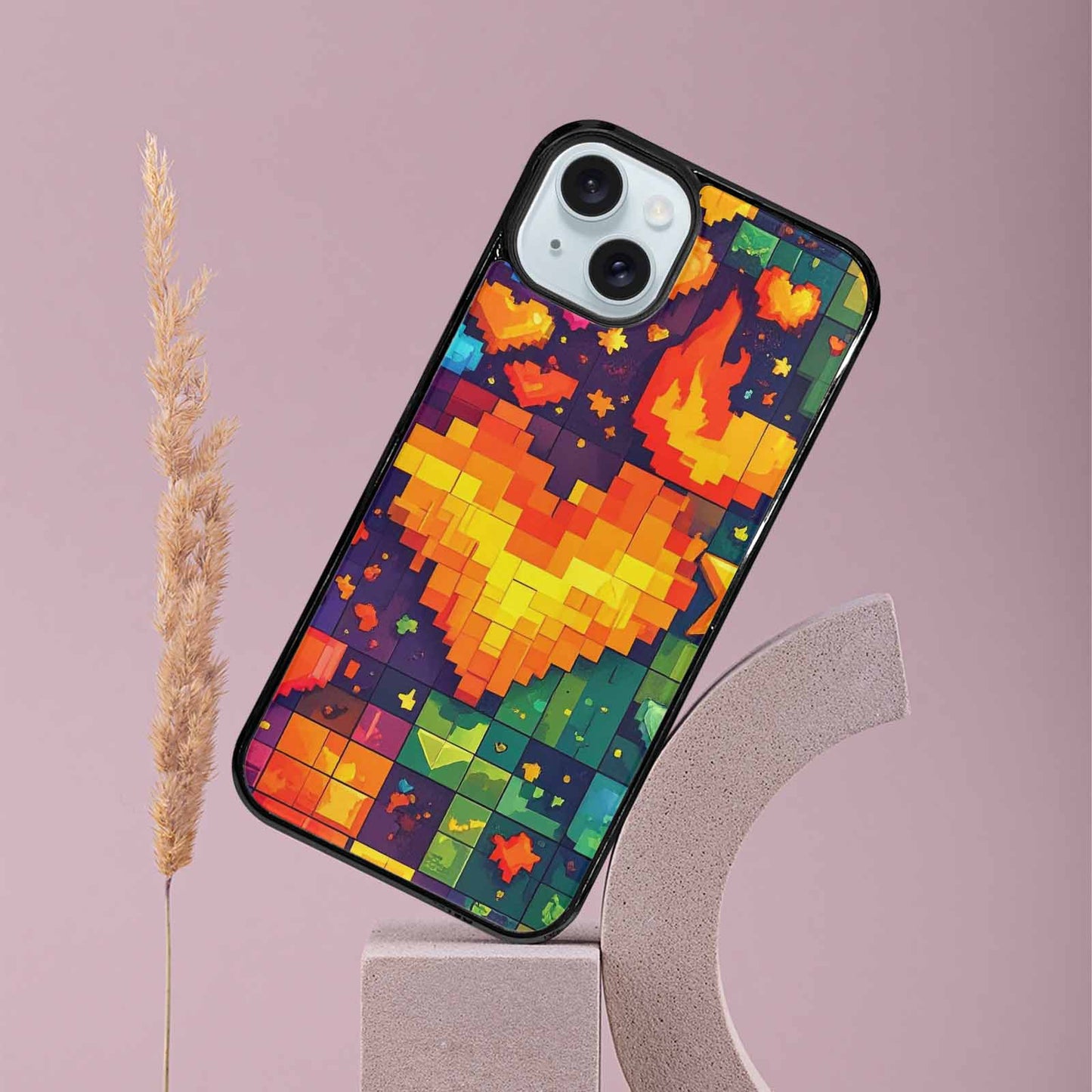iPhone 15 Plus Case — Pixel Art 8 Bit Burst Pattern, Custom Print Case Cover