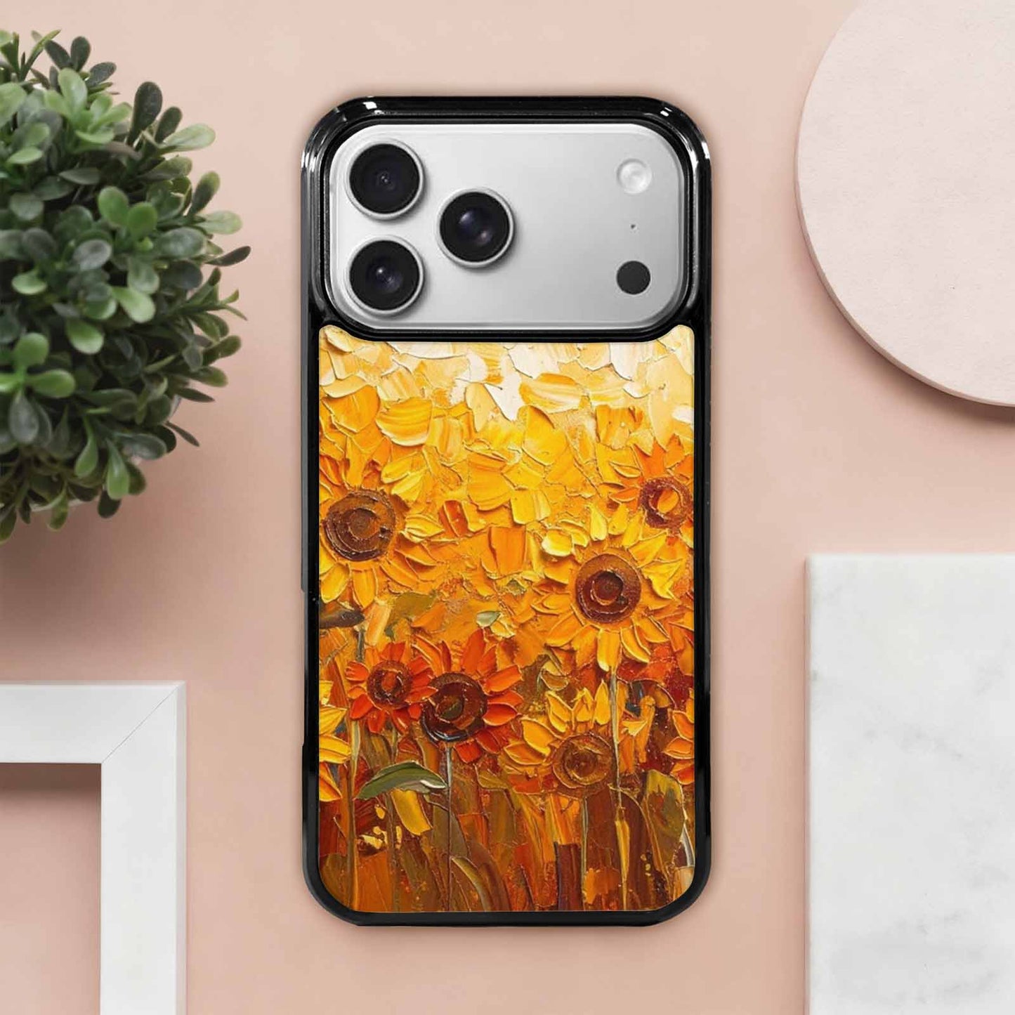 iPhone 17 Pro Max Case — Impressionist Sunflower Brushstroke Pattern Floral, Personalized Phone Case