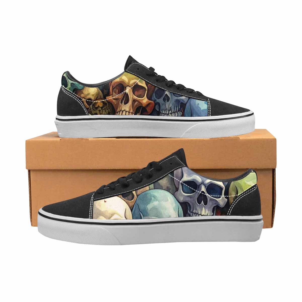 WOMEN'S Skulls Lace-Up Canvas Kaleidoscope Sneakers