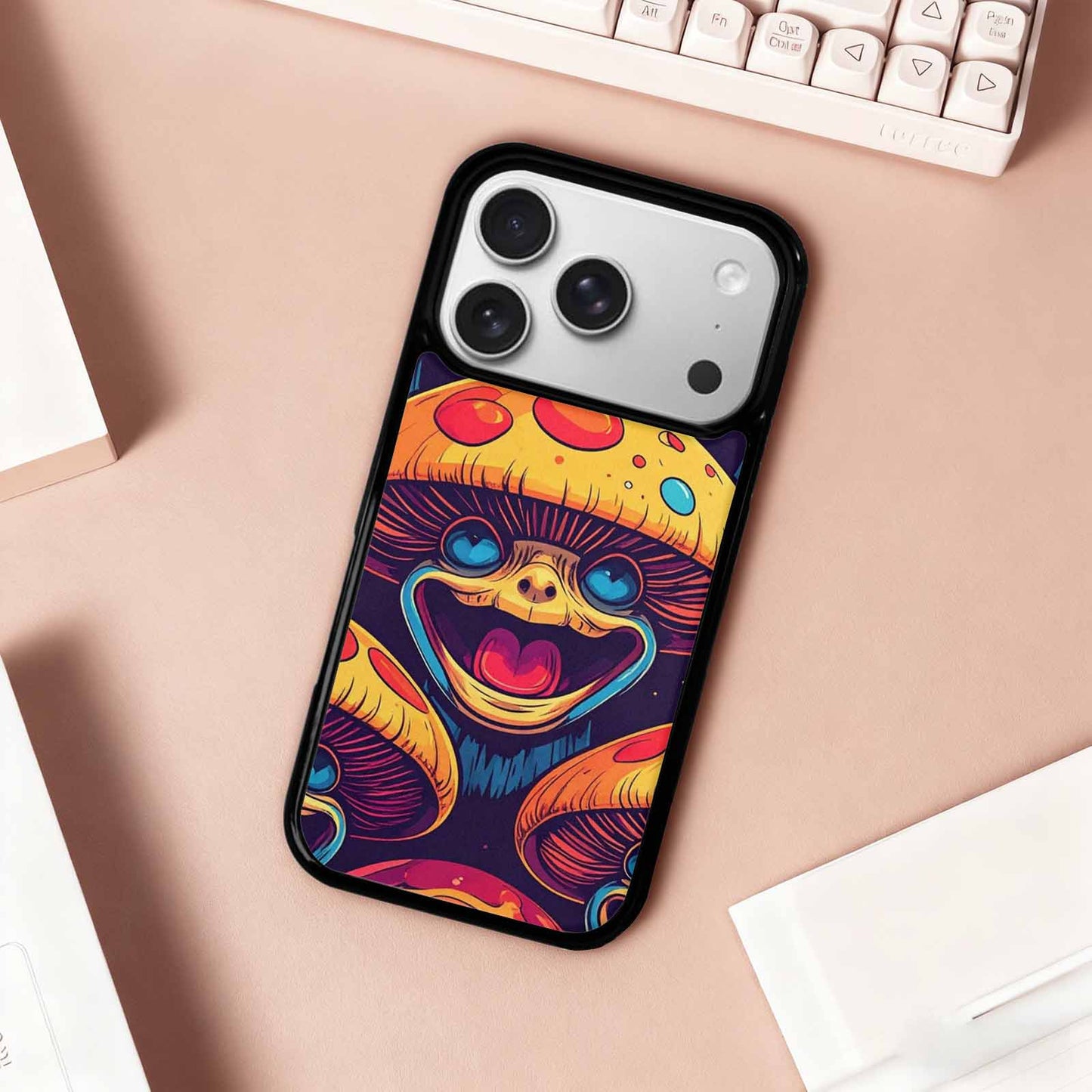 iPhone 17 Pro Case — Retro Mushroom Cartoon Art Pattern Retro, Custom Art Phone Cover