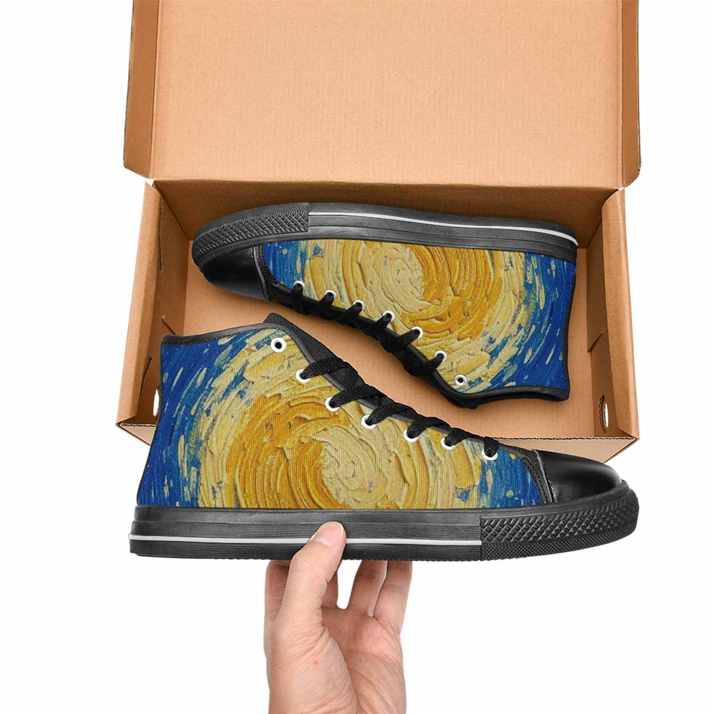 MEN'S Starry Night Galaxy High Top Canvas Dreamcore Custom Sneakers