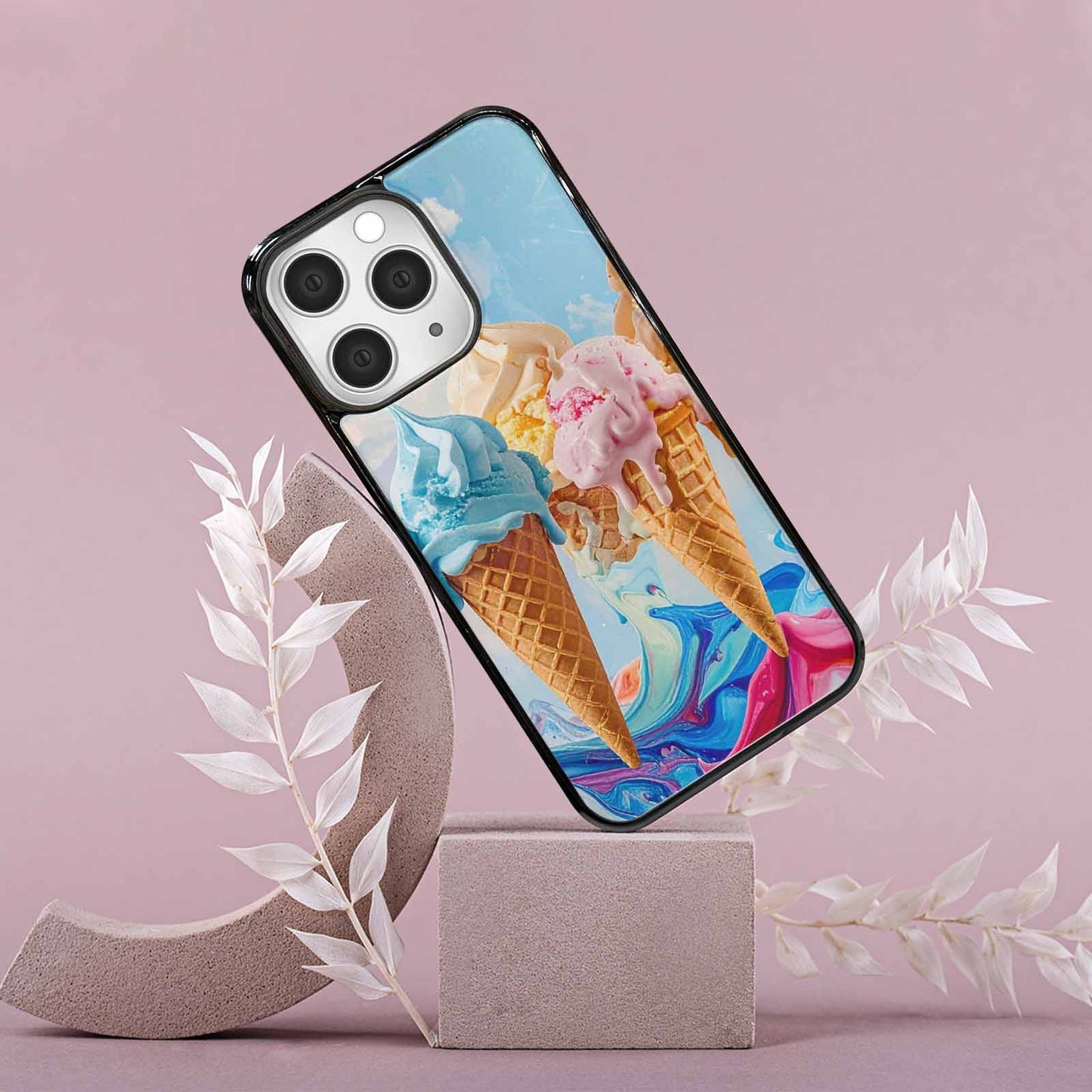 iPhone 15 Pro Max Case — Collage Of Overlapping Waffle Cone Icecream, Original Design Phone Case