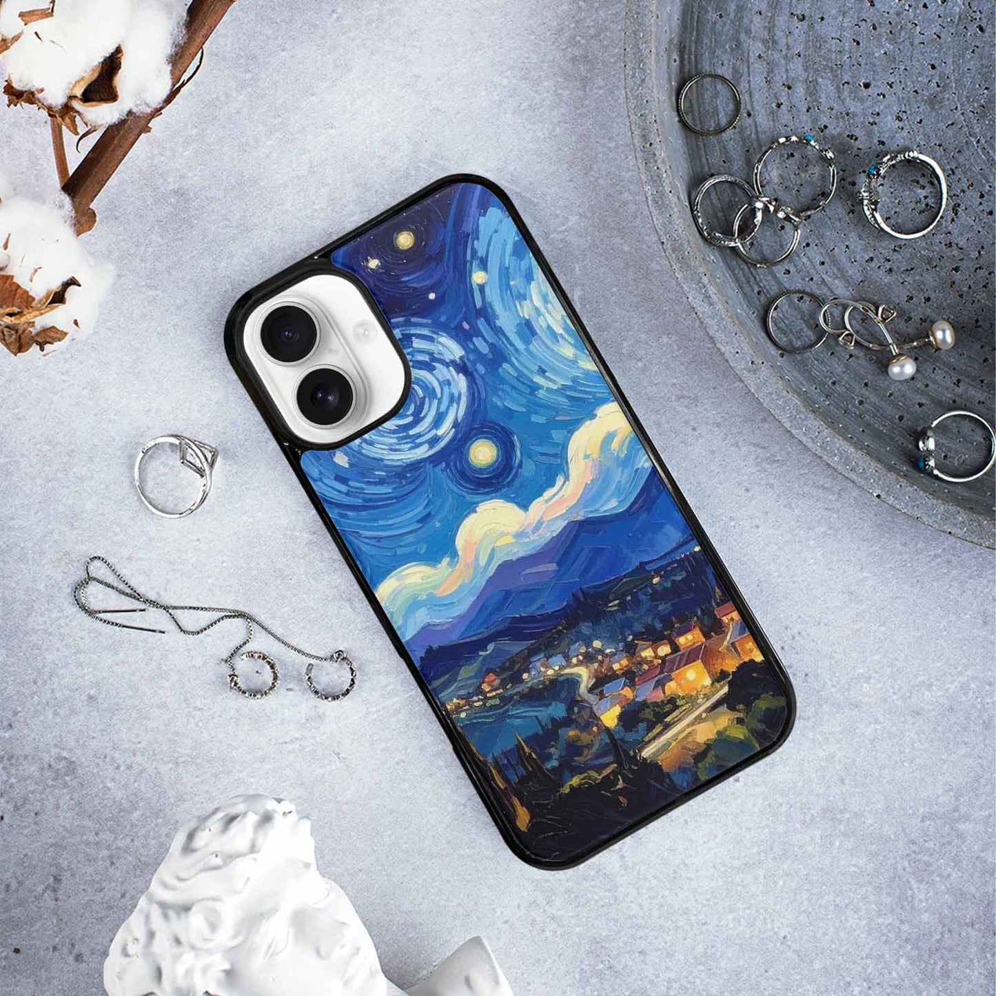 iPhone 16 Plus Case — Starry Night Van Gogh Paint Art, Customized Protective Case