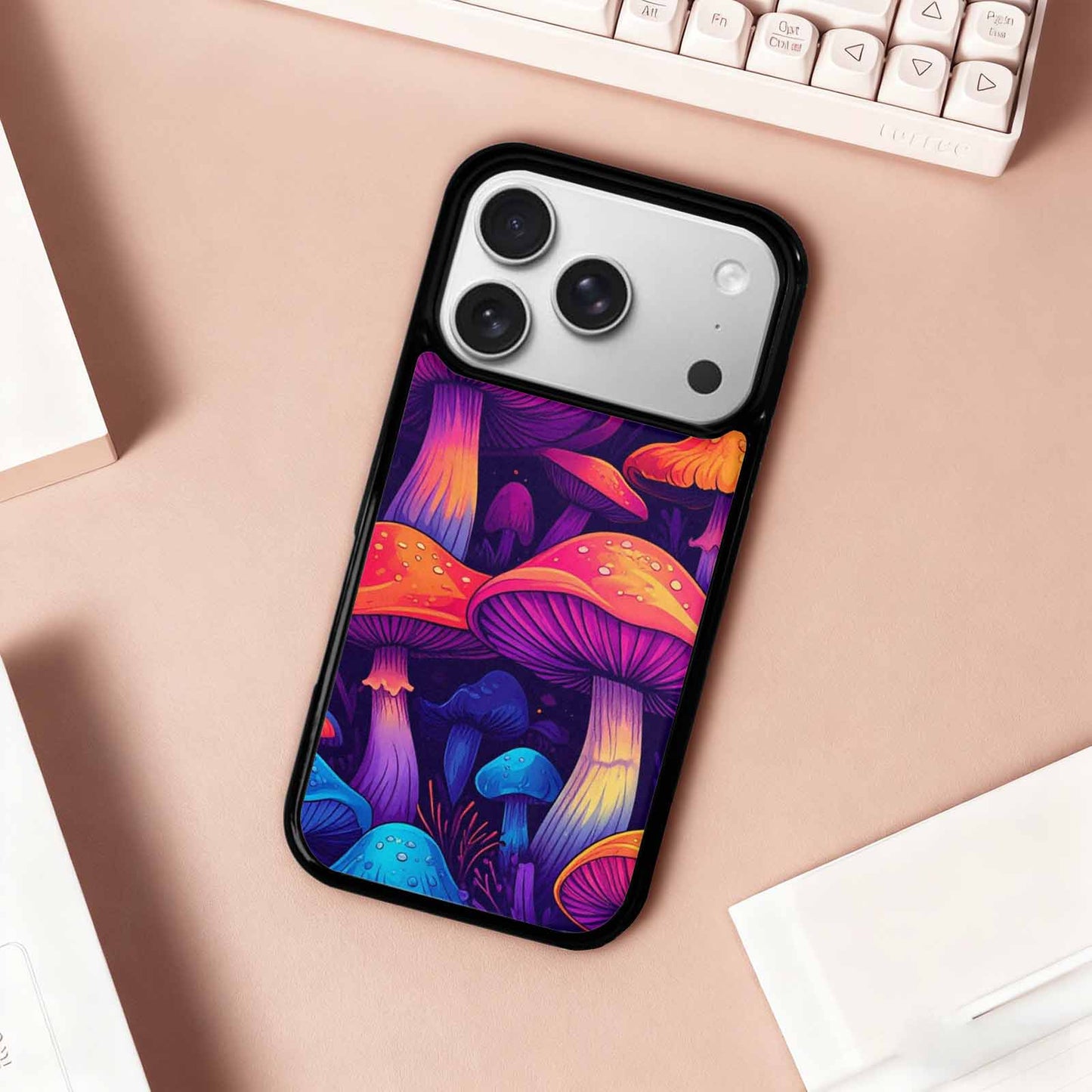 iPhone 17 Pro Case — Psychedelic Mushroom Cartoon Pattern Cartoon Cute, Custom Printed Phone Case