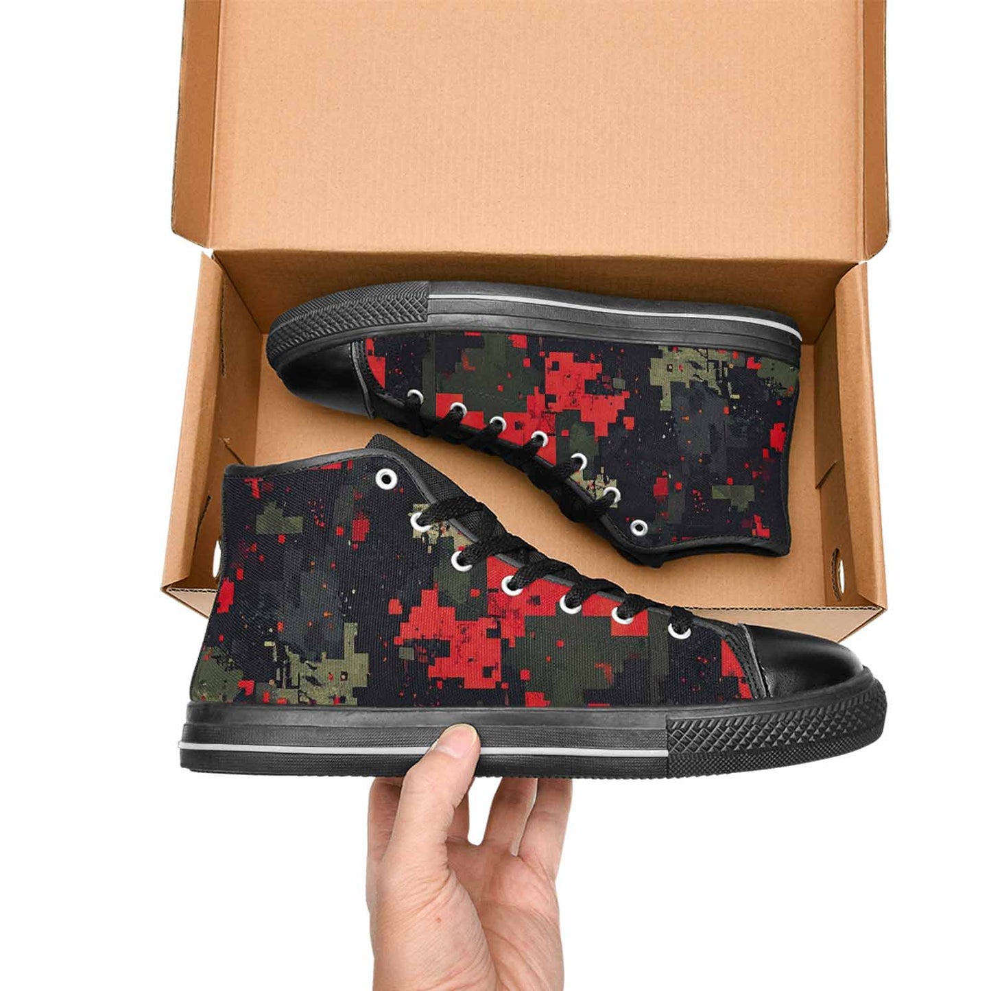 MEN'S Military Camouflage Blotch High Top Canvas Vivid Custom Sneakers