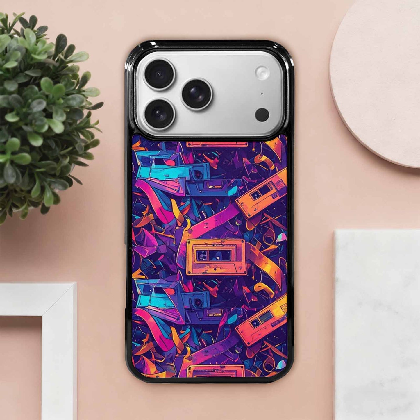 iPhone 17 Pro Max Case — Retro Cassette Tape Pattern Retro Vintage, Custom Designed Case Cover