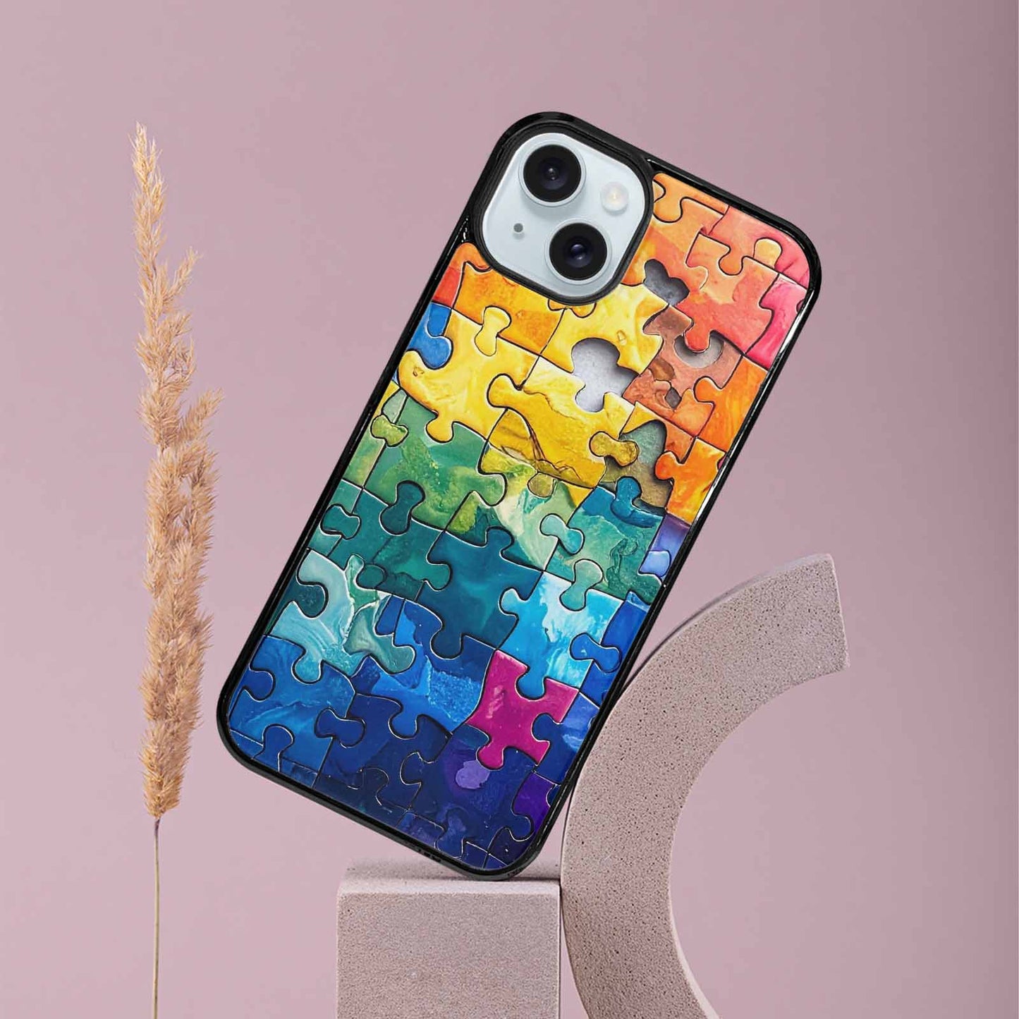 iPhone 15 Plus Case — Autism Puzzle Pieces Puzzle Piece Pattern, Custom Print Case Cover