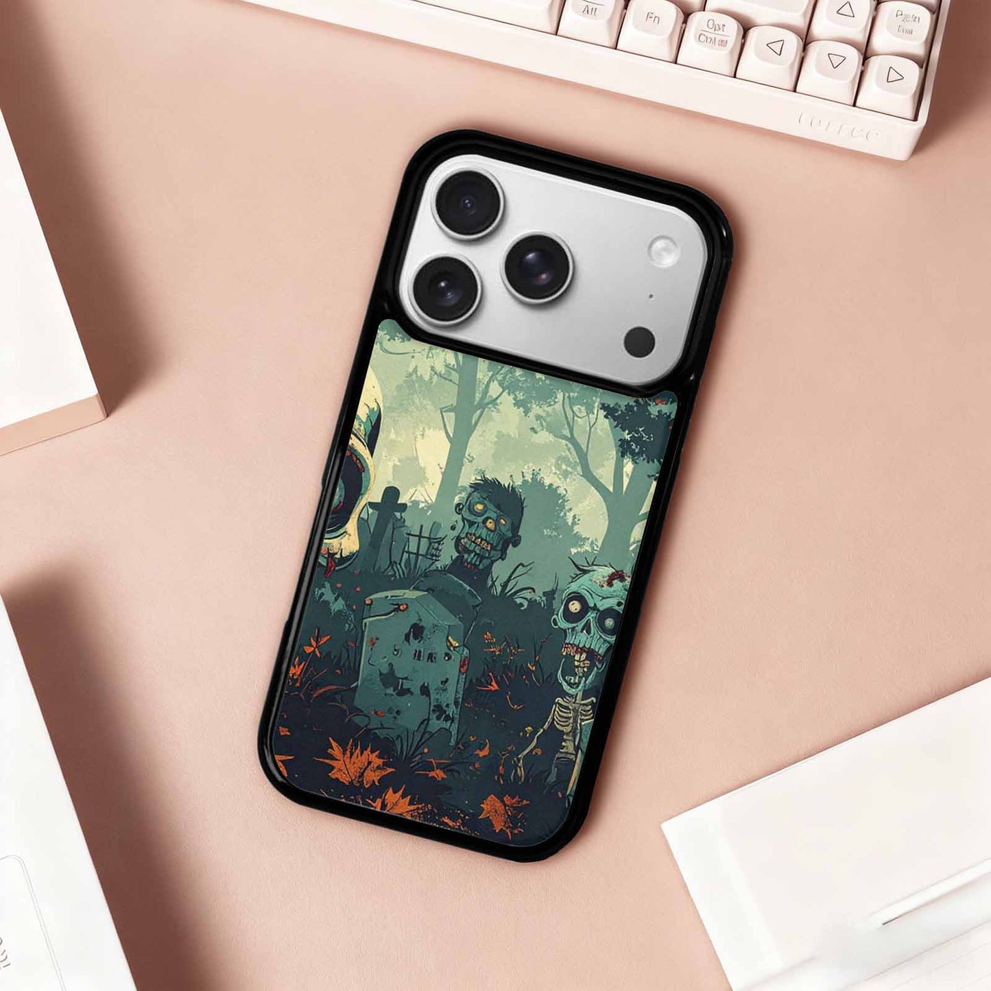 iPhone 17 Pro Case — Halloween Zombie Horror Repeat Lots Gothic, Custom Made Phone Cover