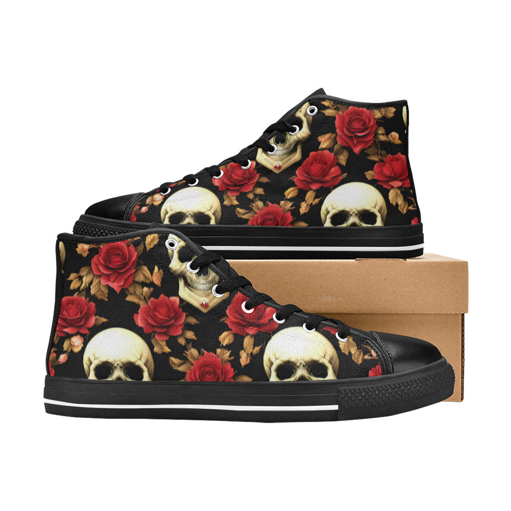 WOMEN'S Rose Skulls 3 High Top Canvas Dreamcore Shoes