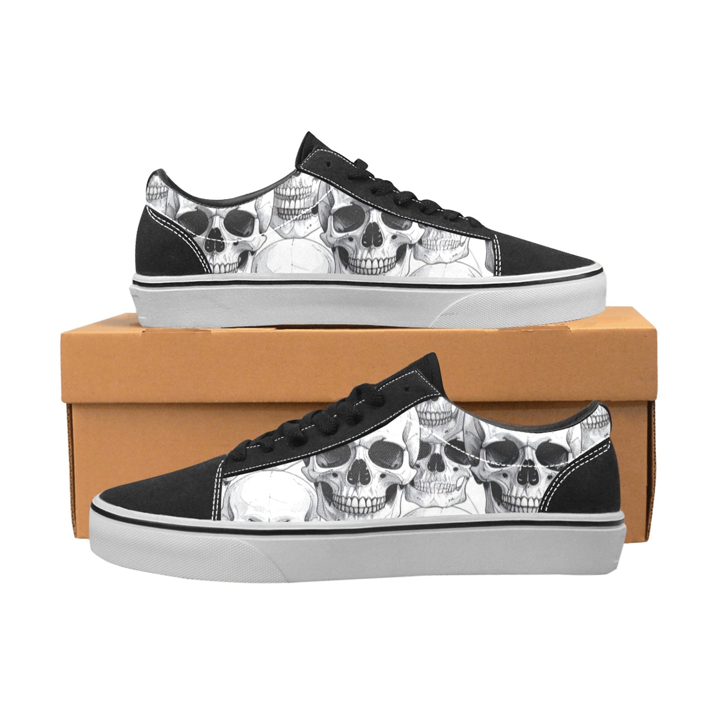 WOMEN'S Clean Skull Line Art Low Top Skateboarding Vivid Sneakers